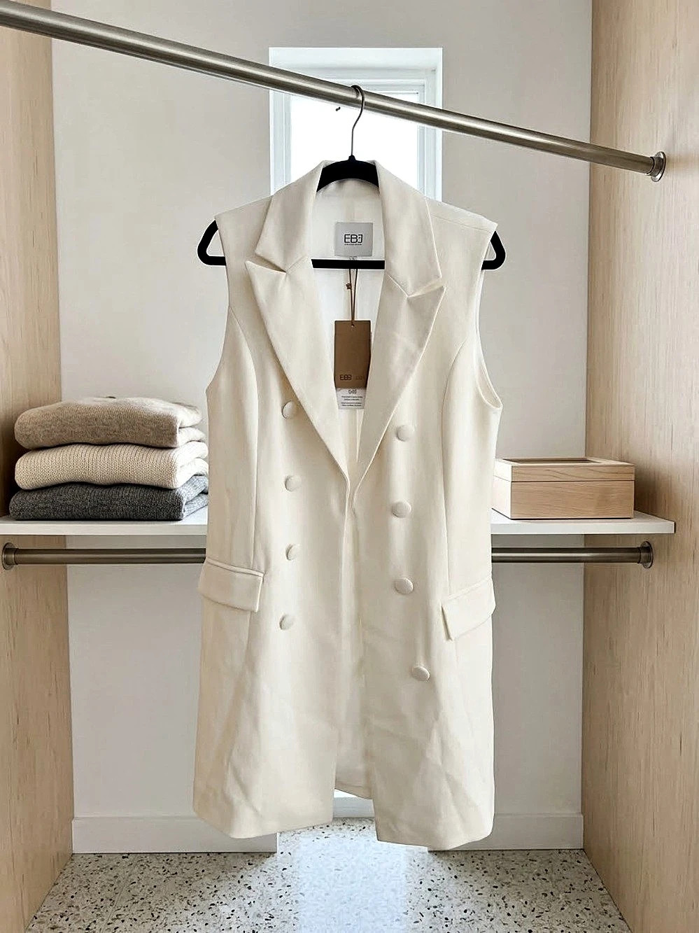 BBJ Double-Breasted Vest in Beige NWT